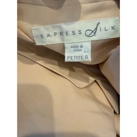 Vintage Express Oversized Silk Boyfriend Blazer Pale Pink S - Picture 6 of 7